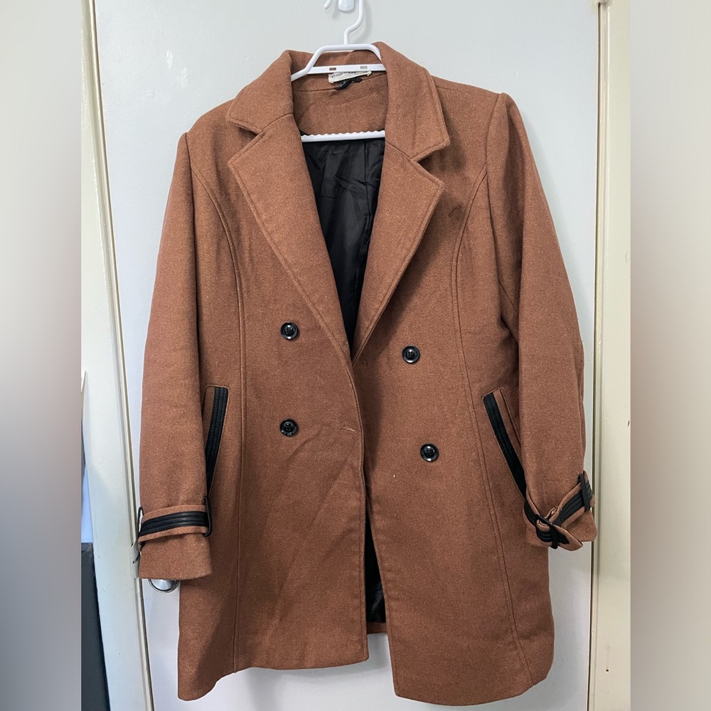 Women's Double-Breasted Pea Coat in Rust